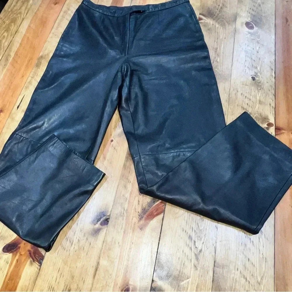 Talbots Collection Genuine Leather High Waisted button and Zip Front Pants - Picture 2 of 10